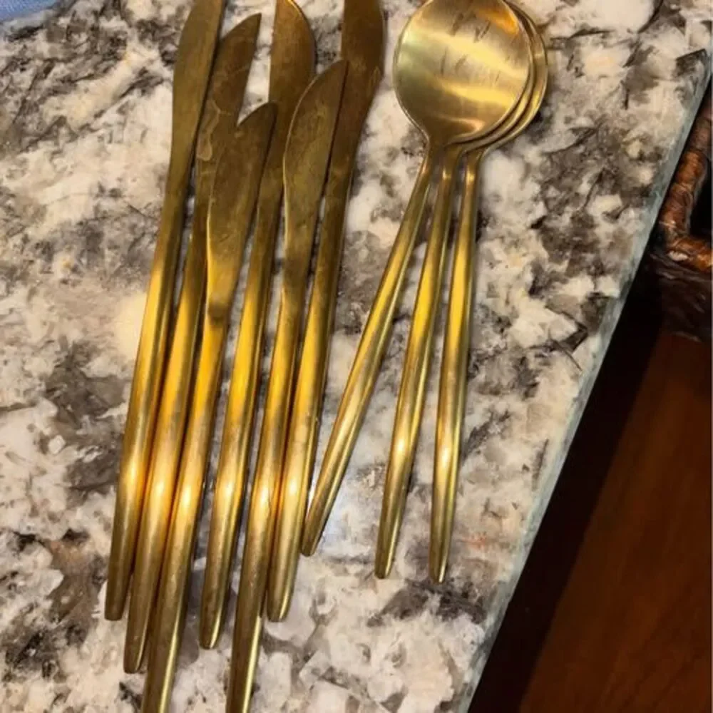 33 - Piece, Gold Flatware Set Full service of 5 or Fork and Spoon service of 12